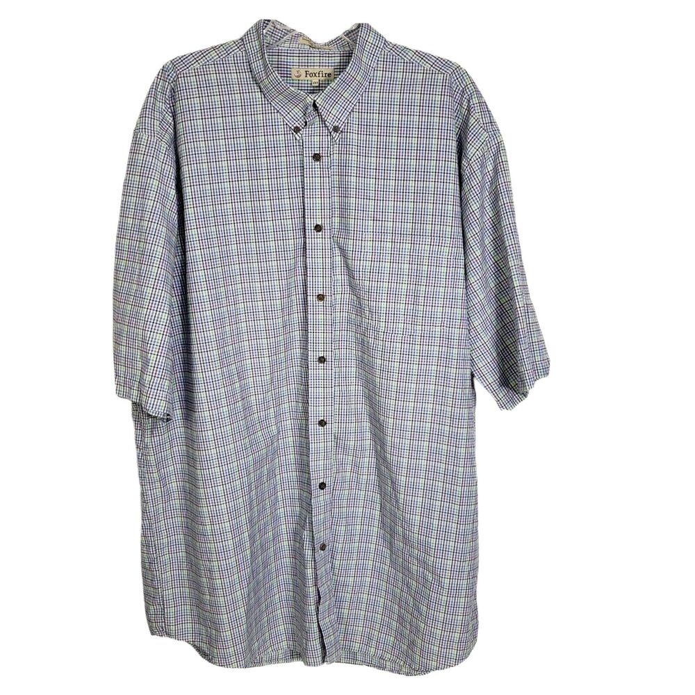 Foxfire Men's Shirt Size 2XT Short Sleeve Button Down Checked Multicolor Pocket